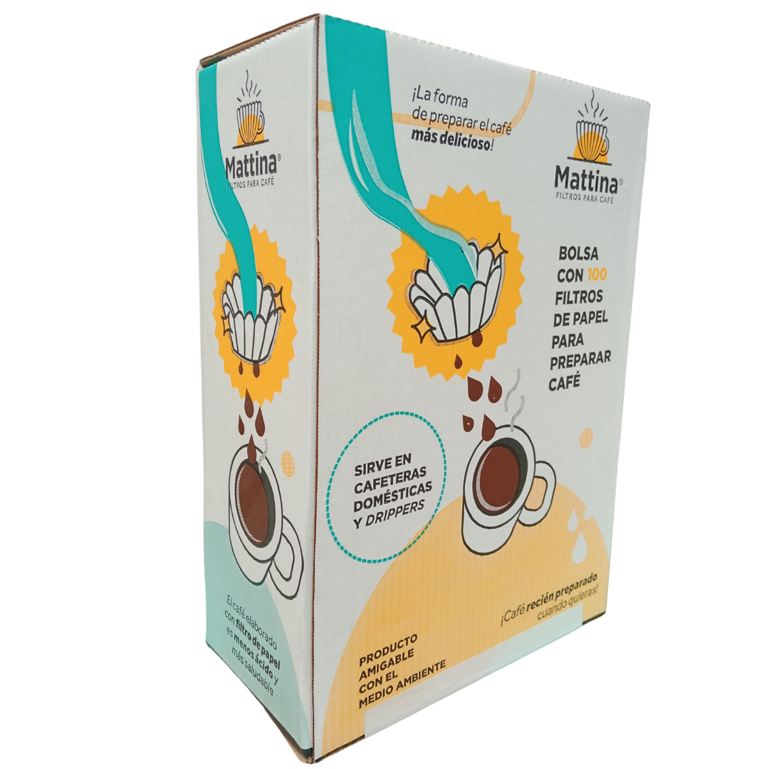 Filtro para cafeteras domésticas 1-8 tazas - Caja con 18 bolsas con 100 filtros (1800 filtros)